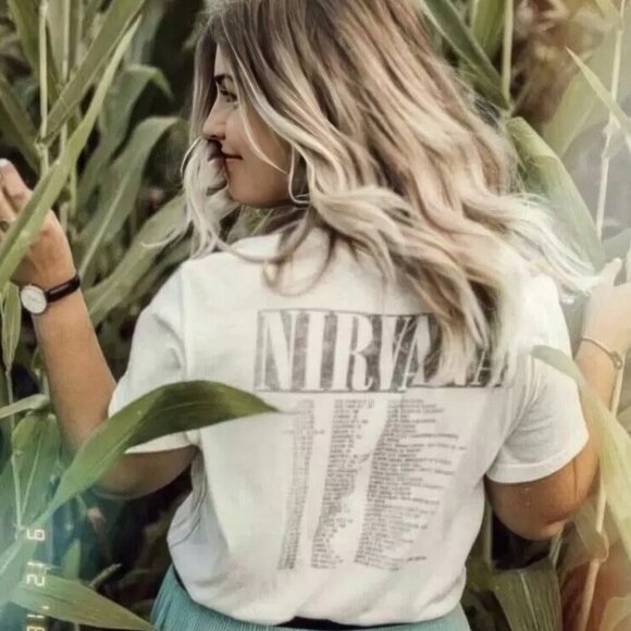 90's Nirvana Angel Tour Concert Band Graphic Vintage Tee Shirt White Top Unisex - Picture 5 of 8